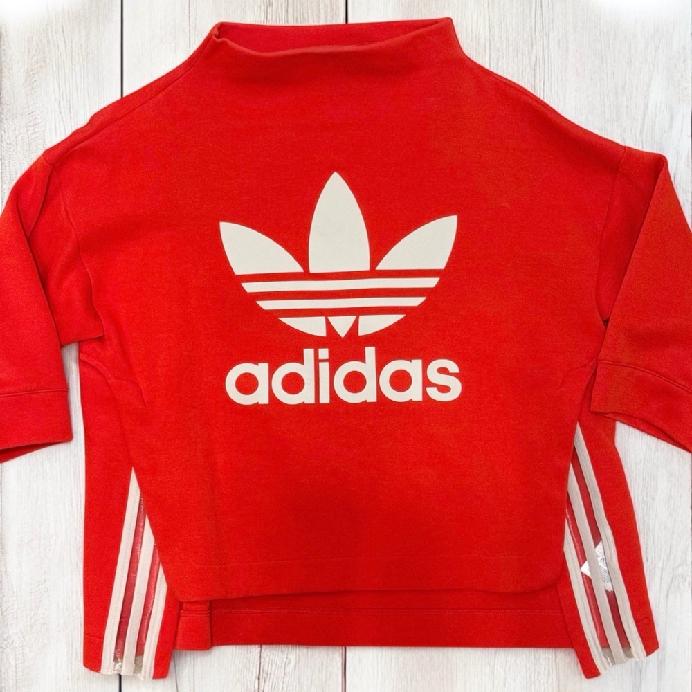Adidas Original Red/orange and White Sweatshirt with Trefoil Logo